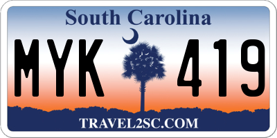 SC license plate MYK419
