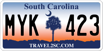 SC license plate MYK423