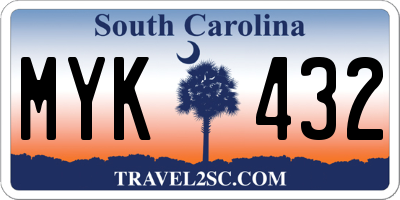 SC license plate MYK432