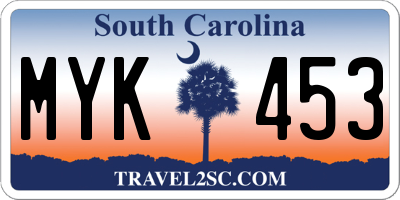 SC license plate MYK453