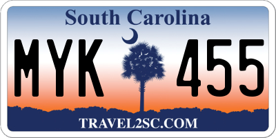SC license plate MYK455