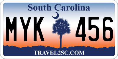 SC license plate MYK456