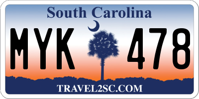 SC license plate MYK478