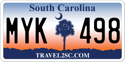 SC license plate MYK498