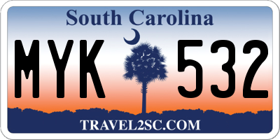 SC license plate MYK532