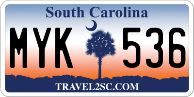 SC license plate MYK536
