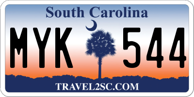 SC license plate MYK544