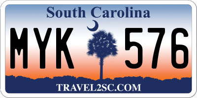 SC license plate MYK576