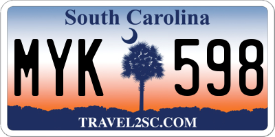 SC license plate MYK598