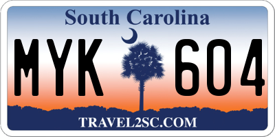 SC license plate MYK604