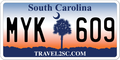 SC license plate MYK609