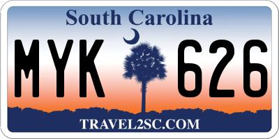 SC license plate MYK626