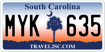 SC license plate MYK635