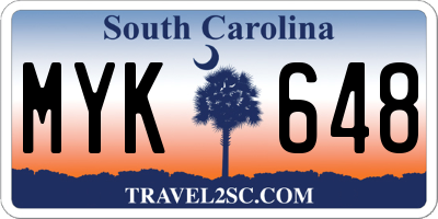 SC license plate MYK648