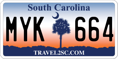 SC license plate MYK664