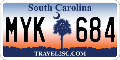 SC license plate MYK684