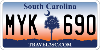 SC license plate MYK690