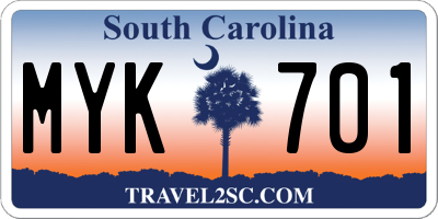 SC license plate MYK701