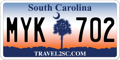 SC license plate MYK702