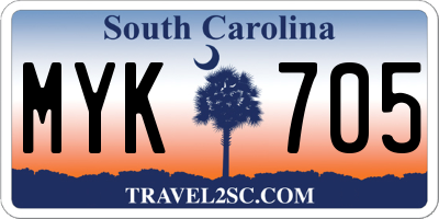 SC license plate MYK705