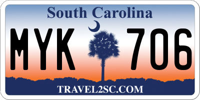 SC license plate MYK706