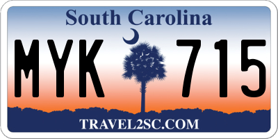 SC license plate MYK715