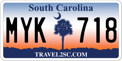 SC license plate MYK718