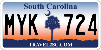 SC license plate MYK724