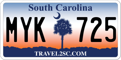 SC license plate MYK725
