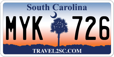 SC license plate MYK726