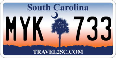 SC license plate MYK733