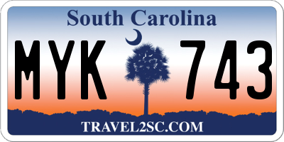 SC license plate MYK743
