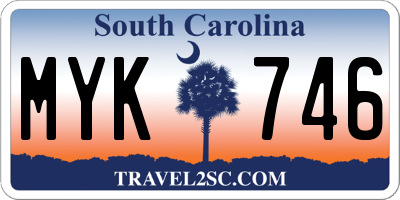 SC license plate MYK746