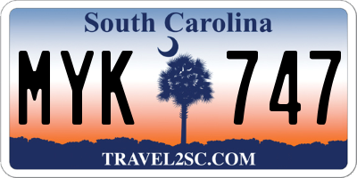 SC license plate MYK747