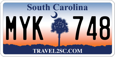 SC license plate MYK748