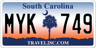 SC license plate MYK749