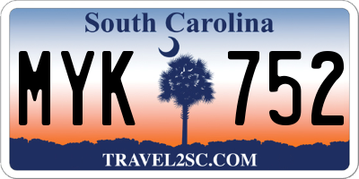 SC license plate MYK752