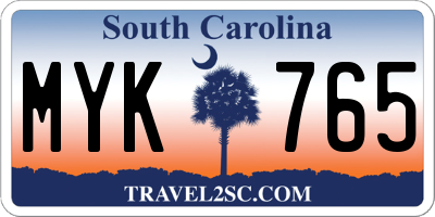 SC license plate MYK765