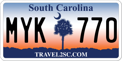 SC license plate MYK770