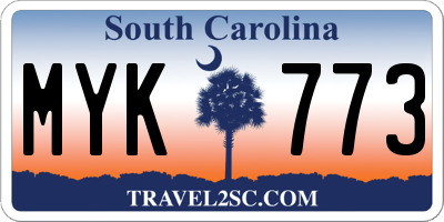 SC license plate MYK773