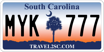 SC license plate MYK777