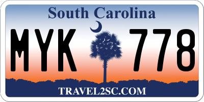 SC license plate MYK778