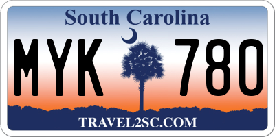 SC license plate MYK780