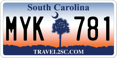 SC license plate MYK781