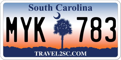 SC license plate MYK783