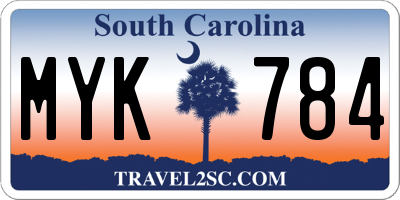 SC license plate MYK784