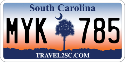 SC license plate MYK785
