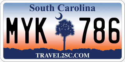SC license plate MYK786