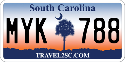 SC license plate MYK788