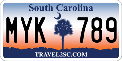 SC license plate MYK789